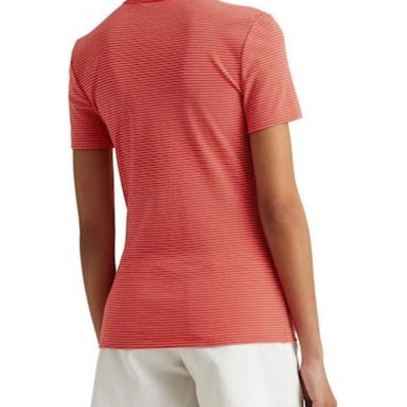 Lauren Ralph Lauren Striped Stretch Cotton Tee in Orange - Picture 5 of 5